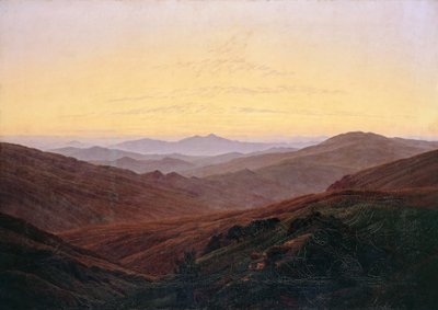 Krkonoše / Before sunrise in the mountains by Caspar David Friedrich